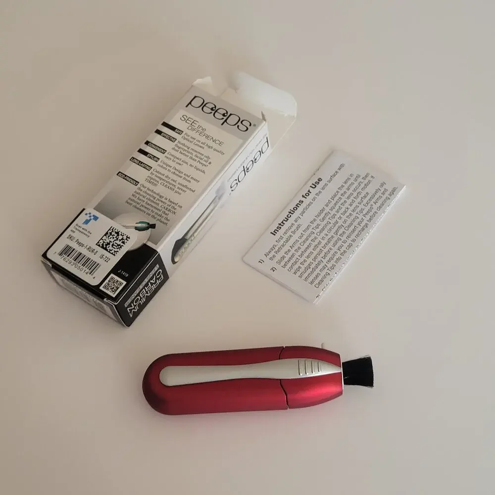 CarbonKlean Peeps Glasses Cleaner-Carbon Microfiber Tech Red Soft Touch New